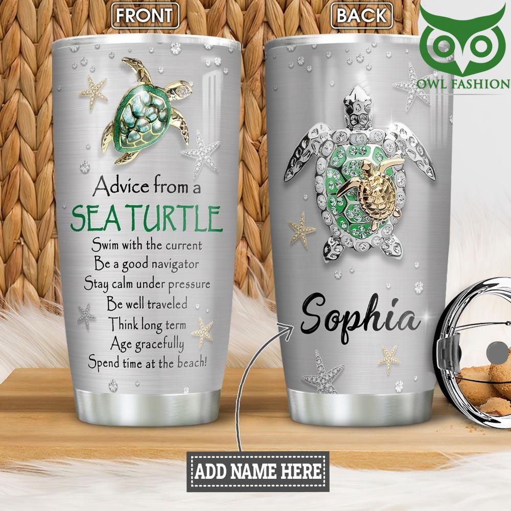 6 Personalized Turtle Advice Jewelry Style Stainless Steel Tumbler