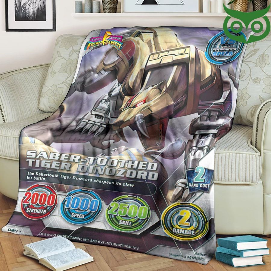 2 Mighty Morphin Power Rangers Saber Toothed Tiger Dinozord Limited Fleece Blanket