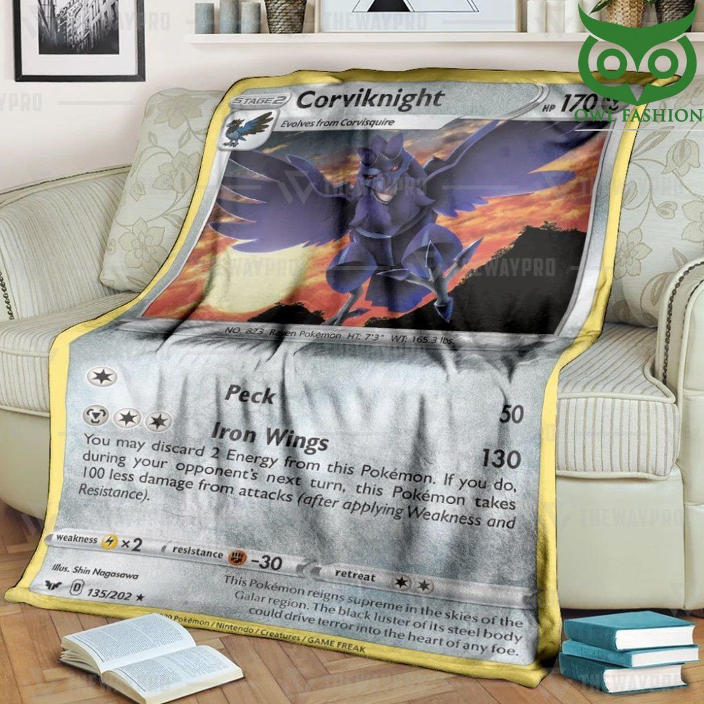 Anime Pokemon Corviknight Fleece Blanket High Quality