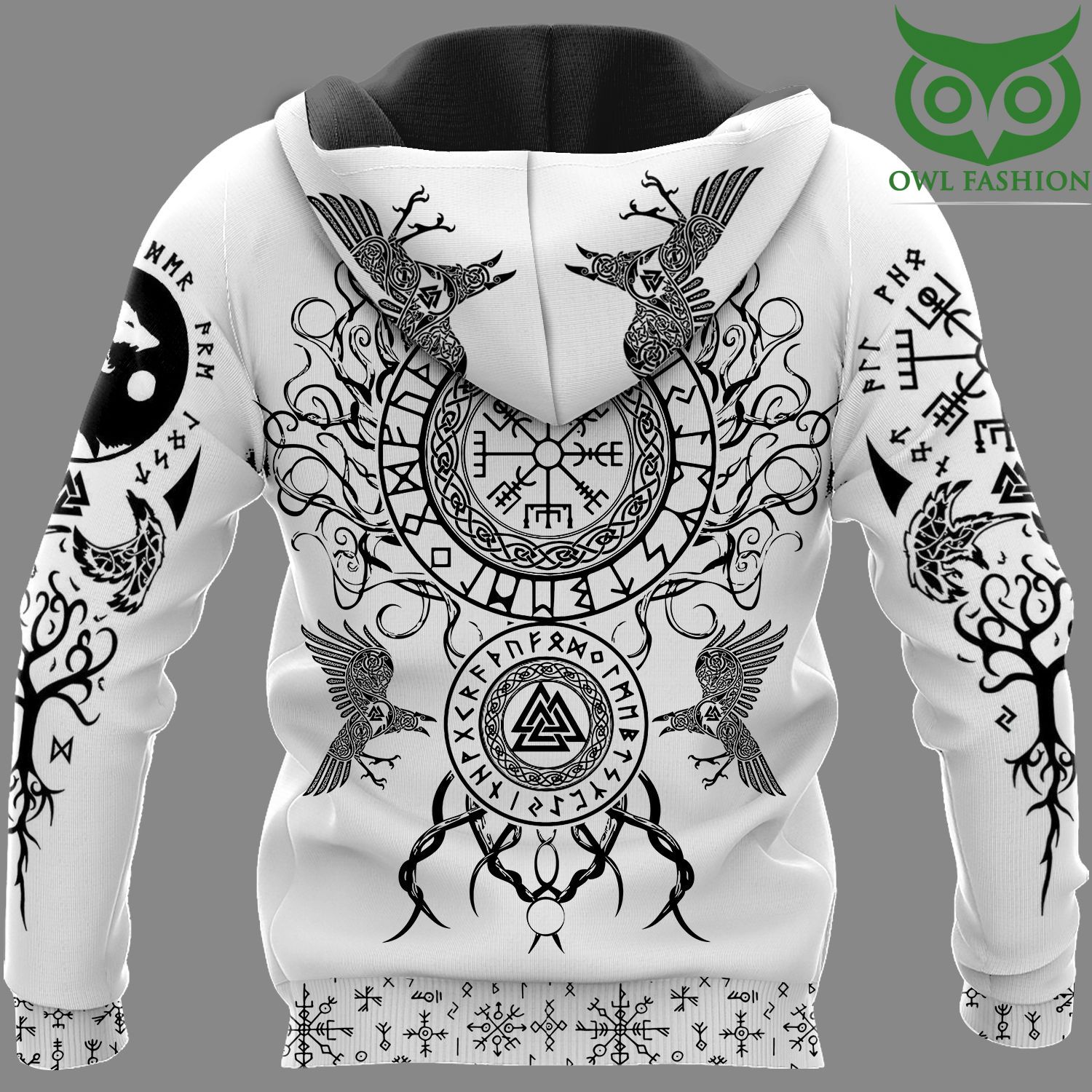 121 Odin Raven And Yggdrasil Viking Hoodie 3D