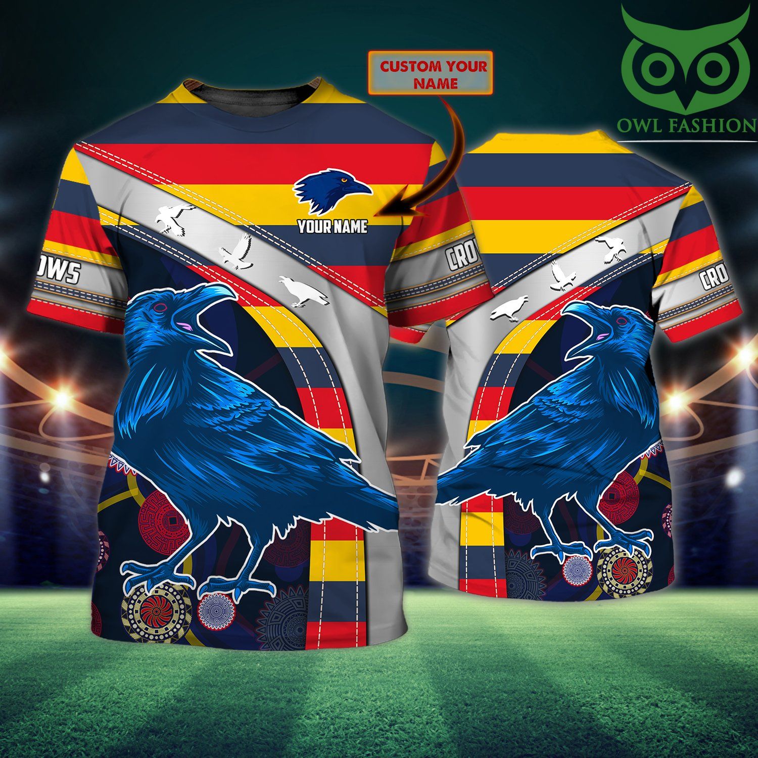 Personalized Name AFL Adelaide Crows Full Printed 3D T-shirt