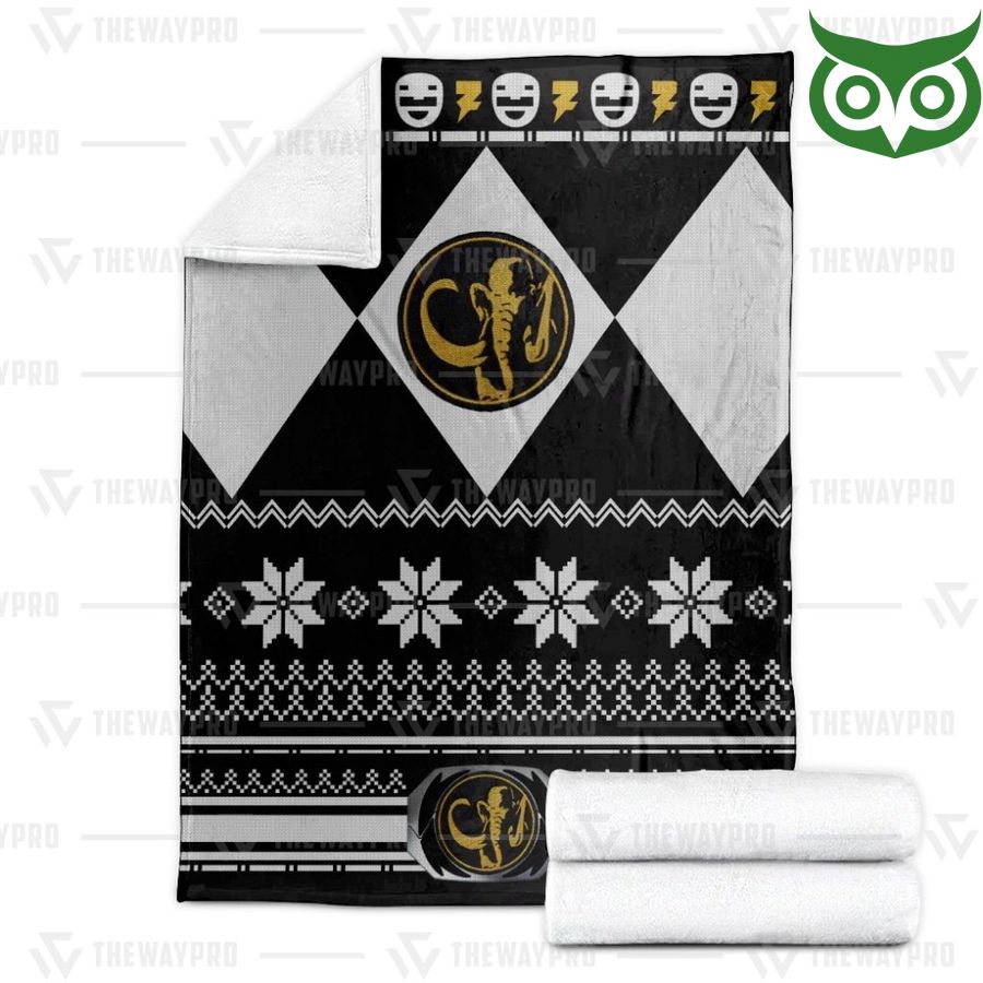 145 Mighty Morphin Black Power Rangers Ugly Christmas Limited Fleece Blanket