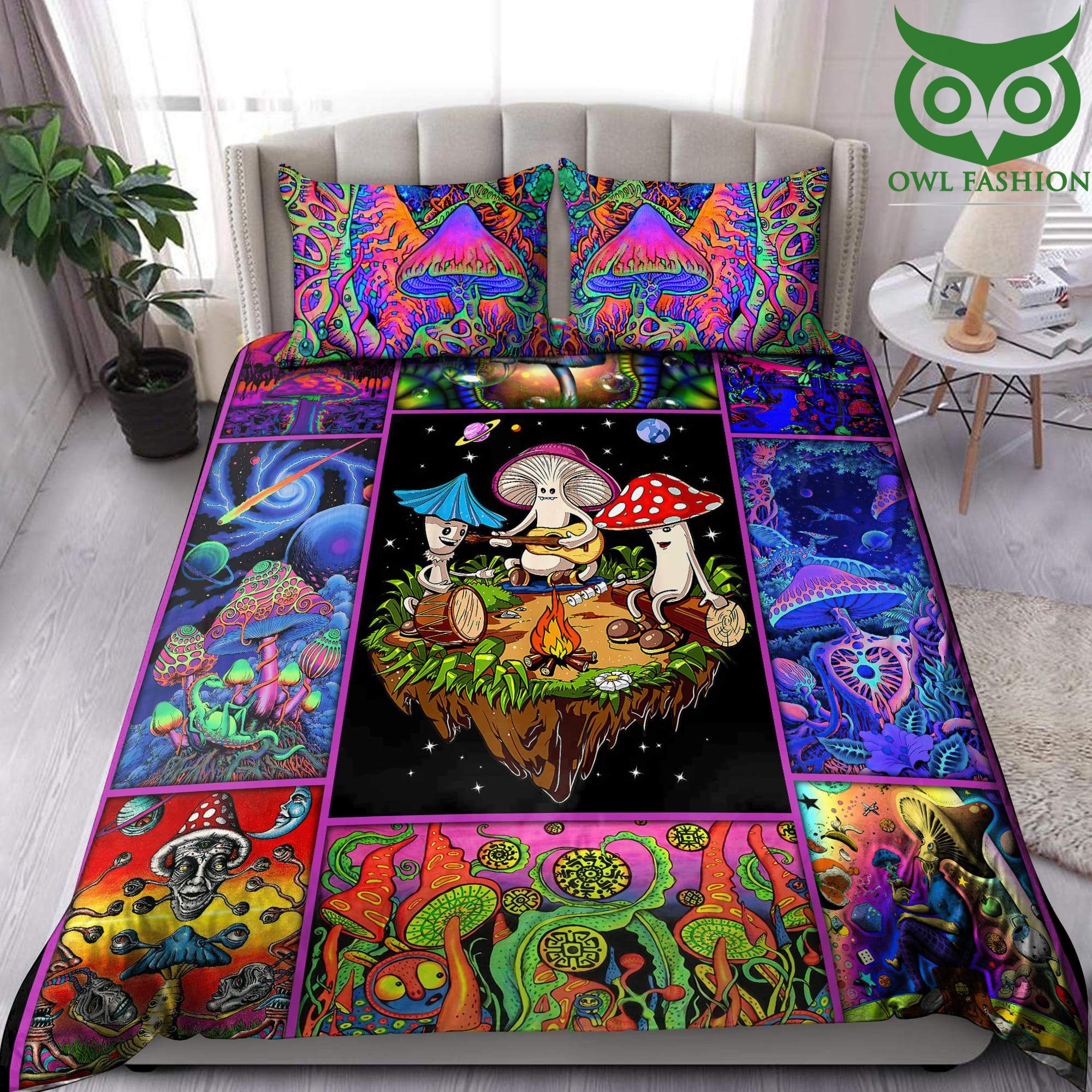 83 Colorful Mushroom Hippie Bedding Set