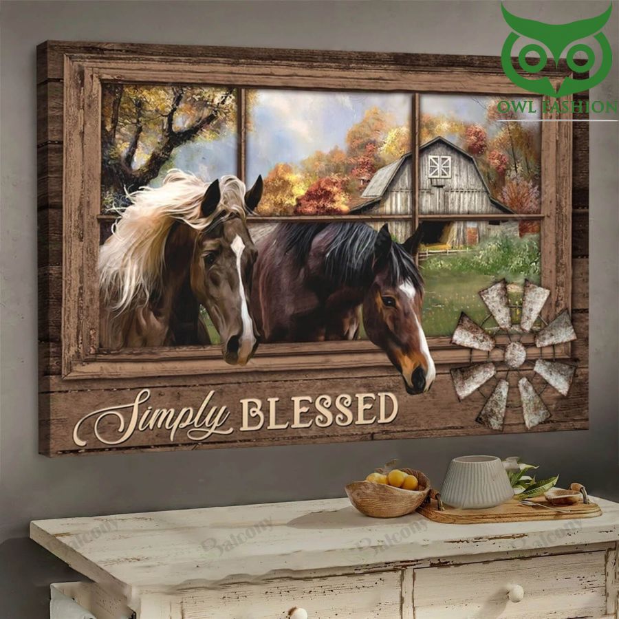 4 Amazing Horses in Garden Simply Blessed Canvas