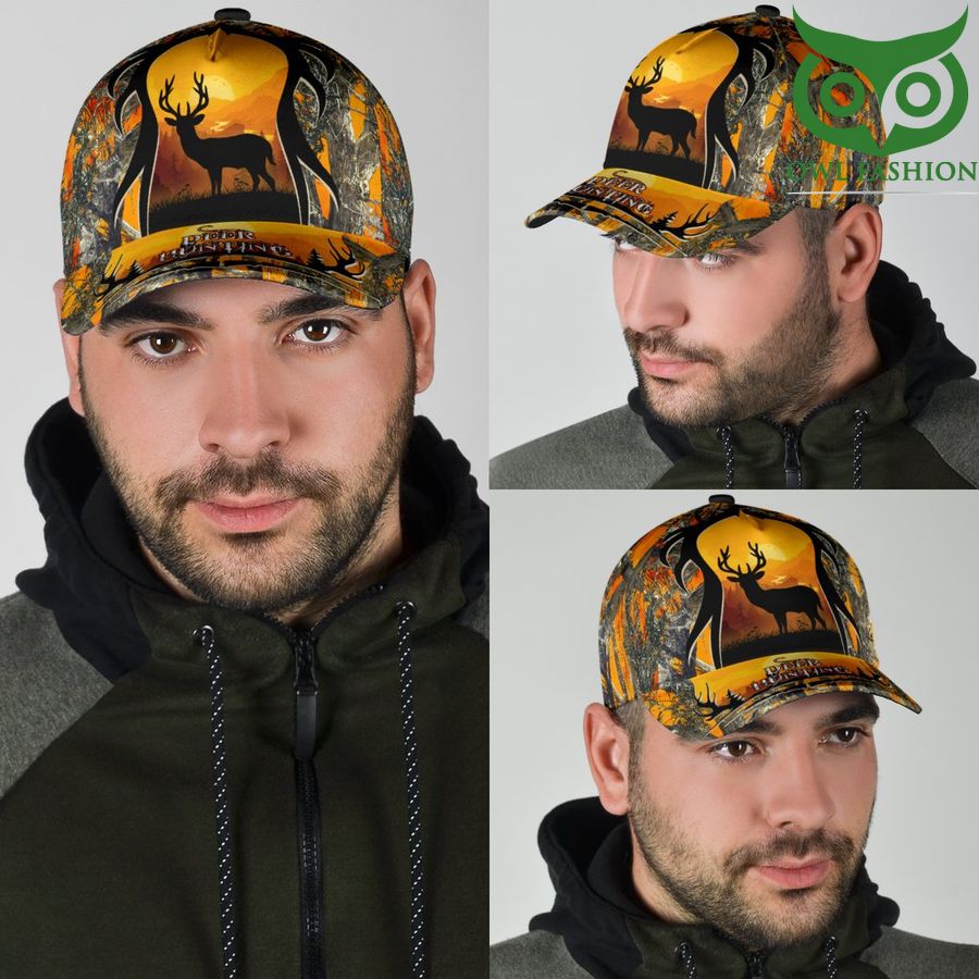 8 Hunting Deer in Night Forest Classic Cap