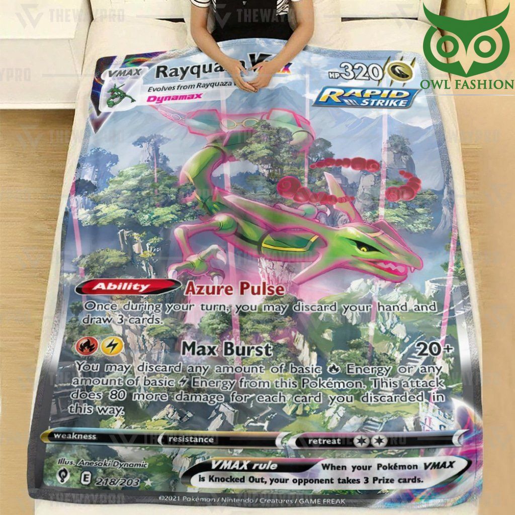 75 Anime Pokemon Rayquaza VMAX Fleece Blanket High Quality