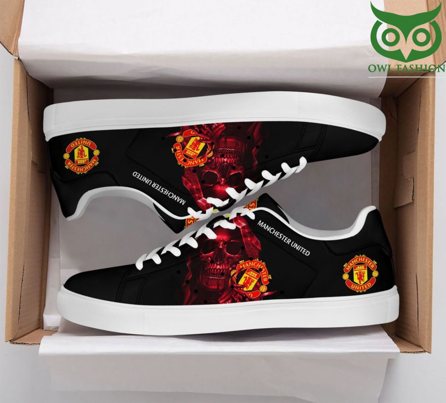 161 Manchester United Red Skull Black Stan Smith Shoes