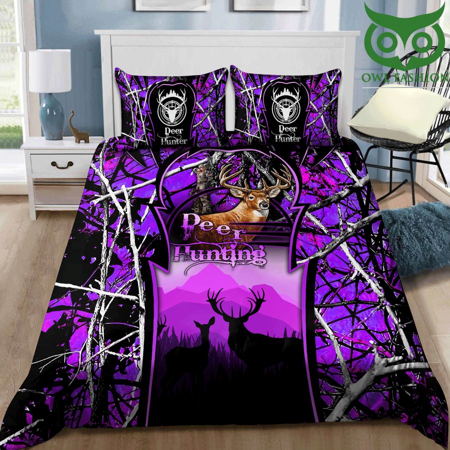 10 Deer Hunting Purple and Black Bedding Set