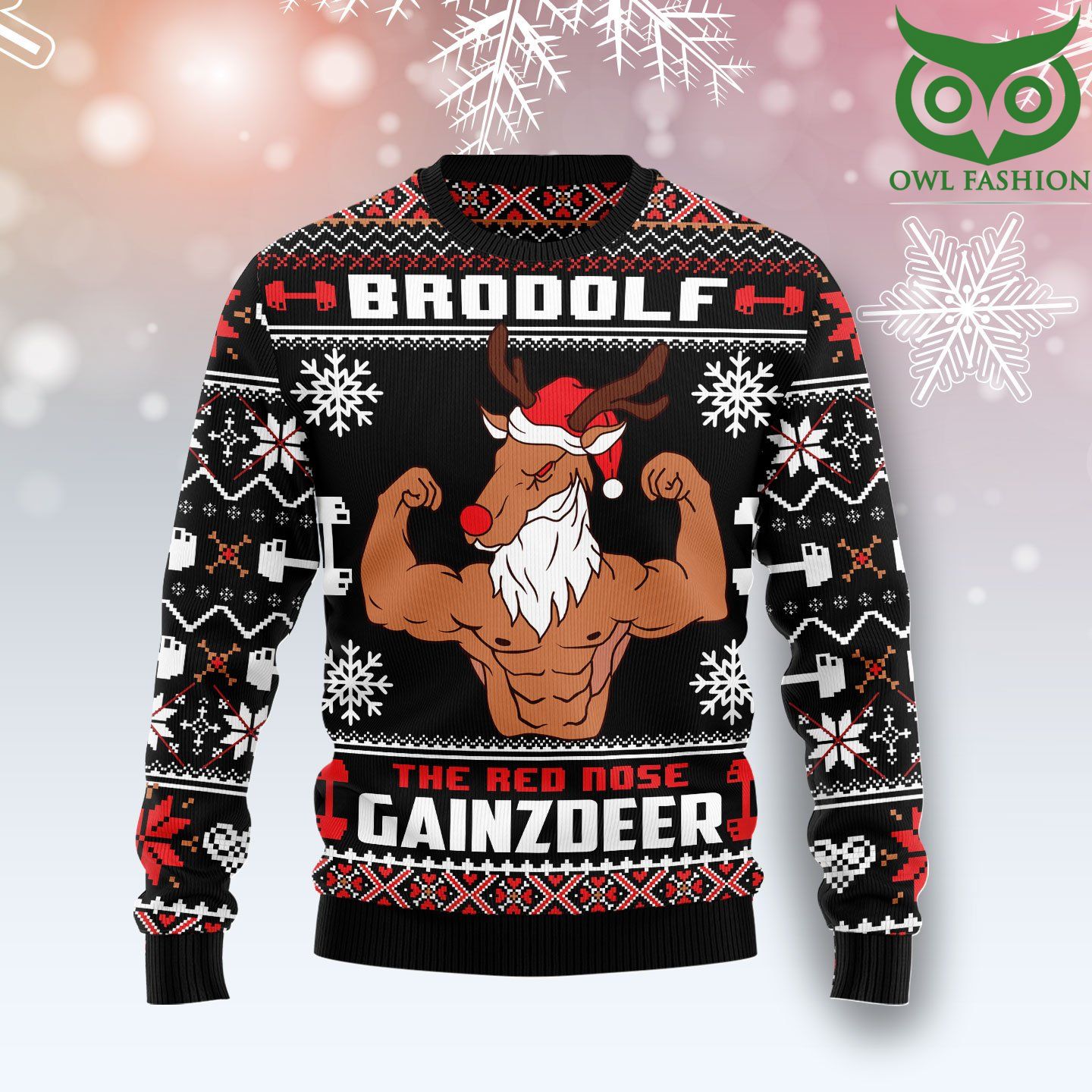 5 Brodolf The Red Nose Gainzdeer Gym Ugly Christmas Sweater