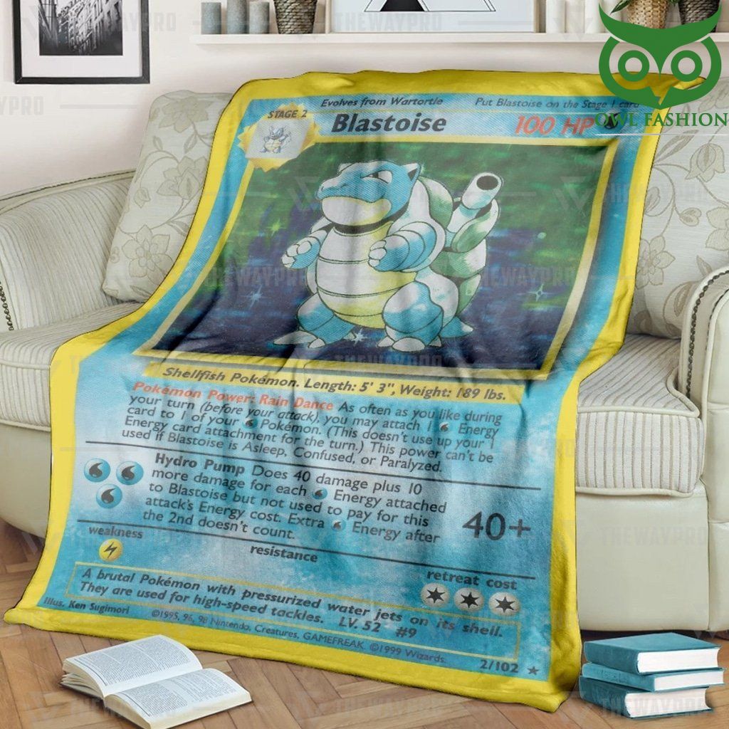 Pokemon Blastoise Card Fleece Blanket High Quality
