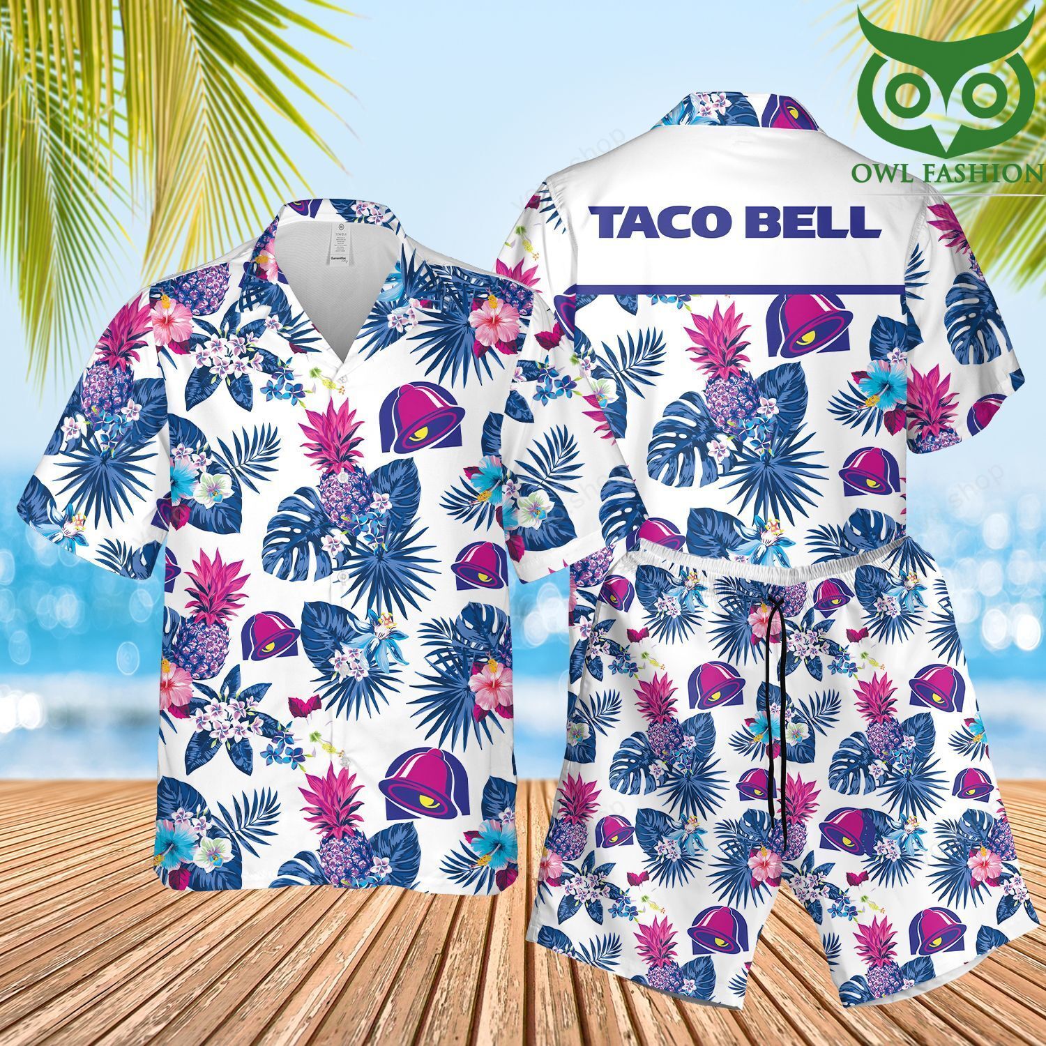 193 Taco Bell Floral Aloha Hawaiian Shirts and Summer Shorts