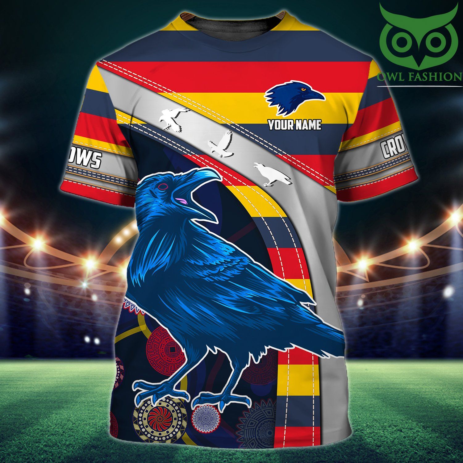 22 Personalized Name AFL Adelaide Crows Full Printed 3D T shirt