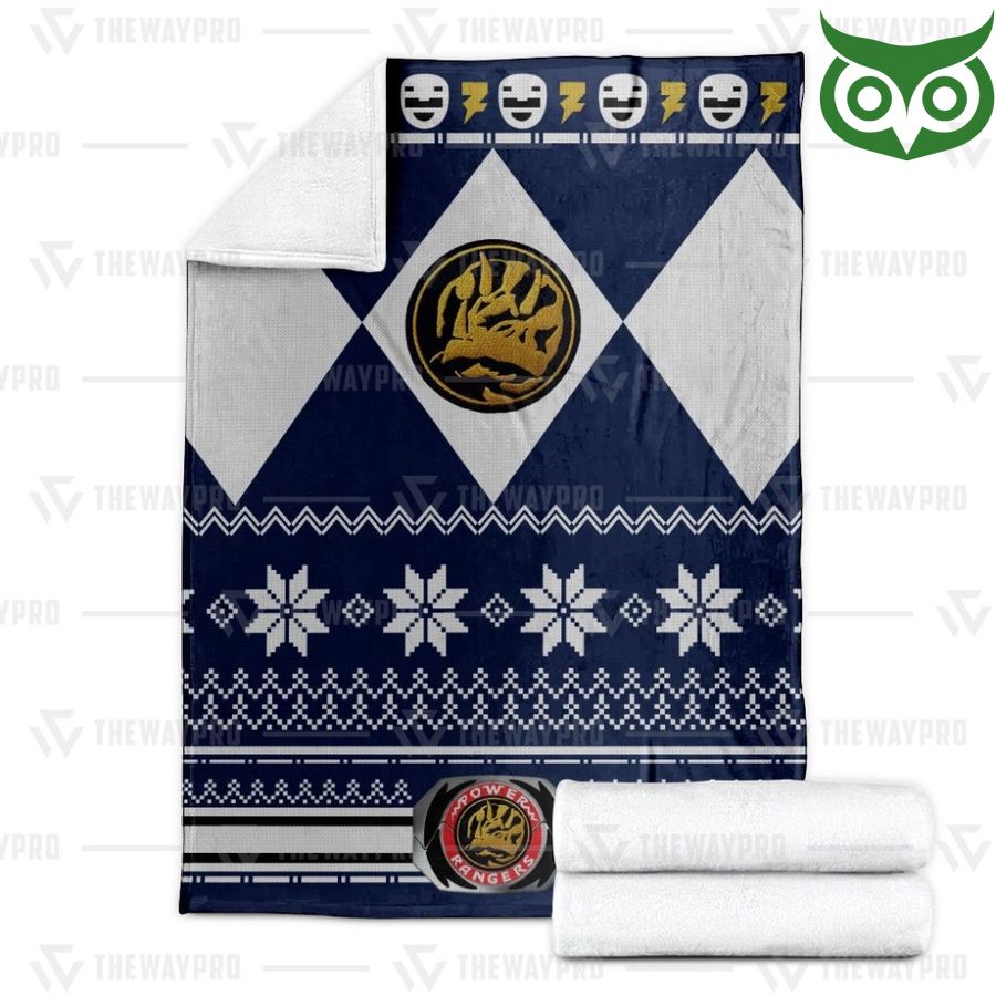 136 Mighty Morphin Blue Power Rangers Ugly Christmas Limited Fleece Blanket