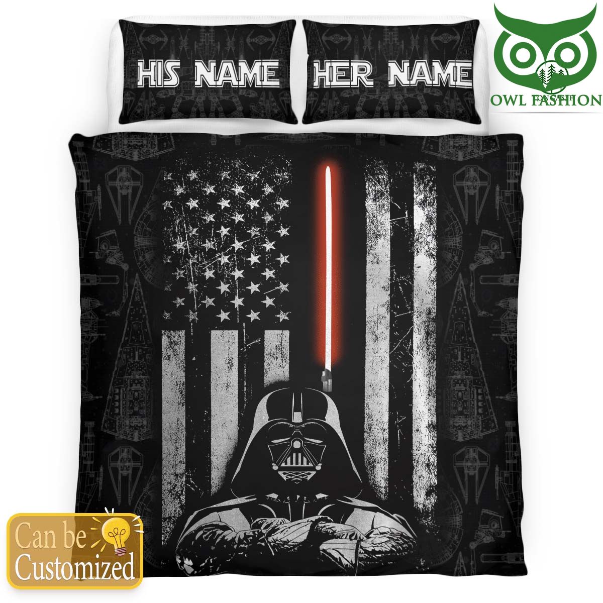 51 Personalized Star Wars Darth Vader American Flag Bedding Set