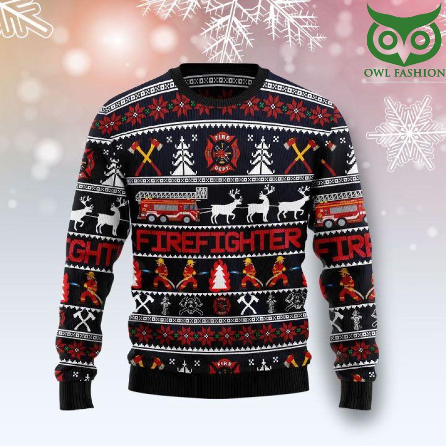 FIREFIGHTER Reindeer UGLY CHRISTMAS SWEATER