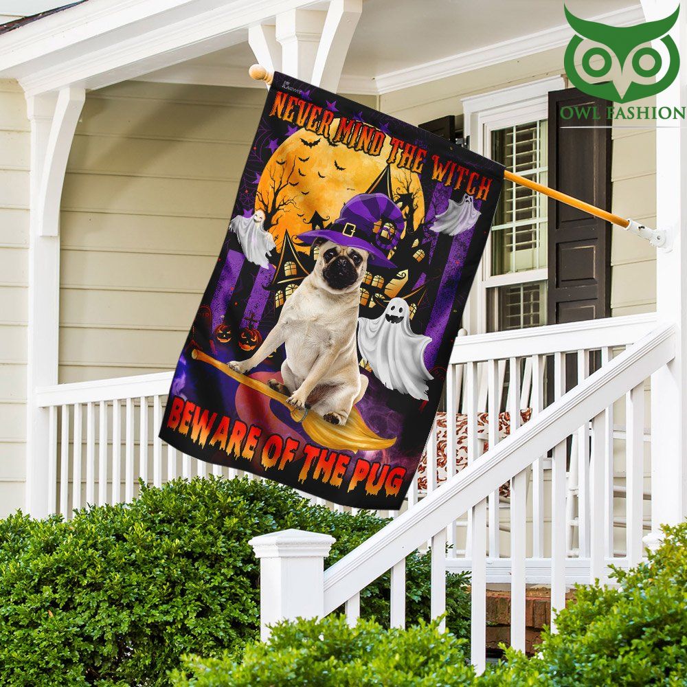 191 Never Mind The Witch Beware Of The Pug Golden Moon Flag