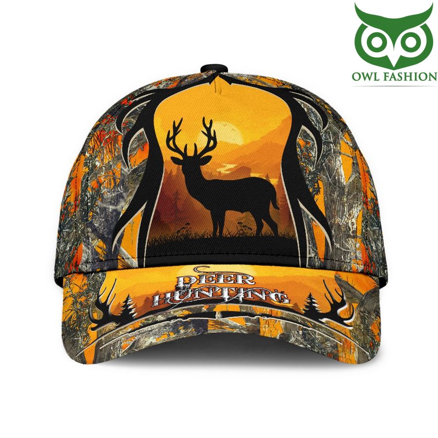 3 Hunting Deer in Night Forest Classic Cap