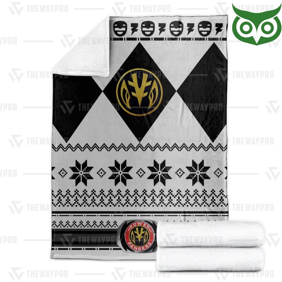 154 Mighty Morphin White Power Rangers Ugly Christmas Limited Fleece Blanket