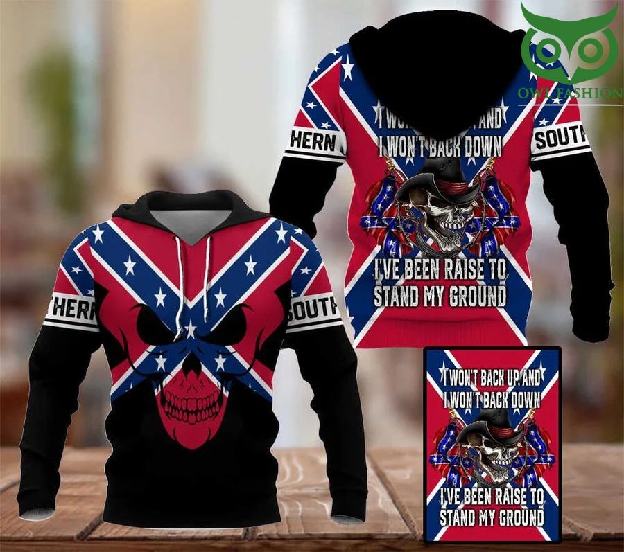 Skull Southern Rebel back up back down stand my ground 3D Hoodie