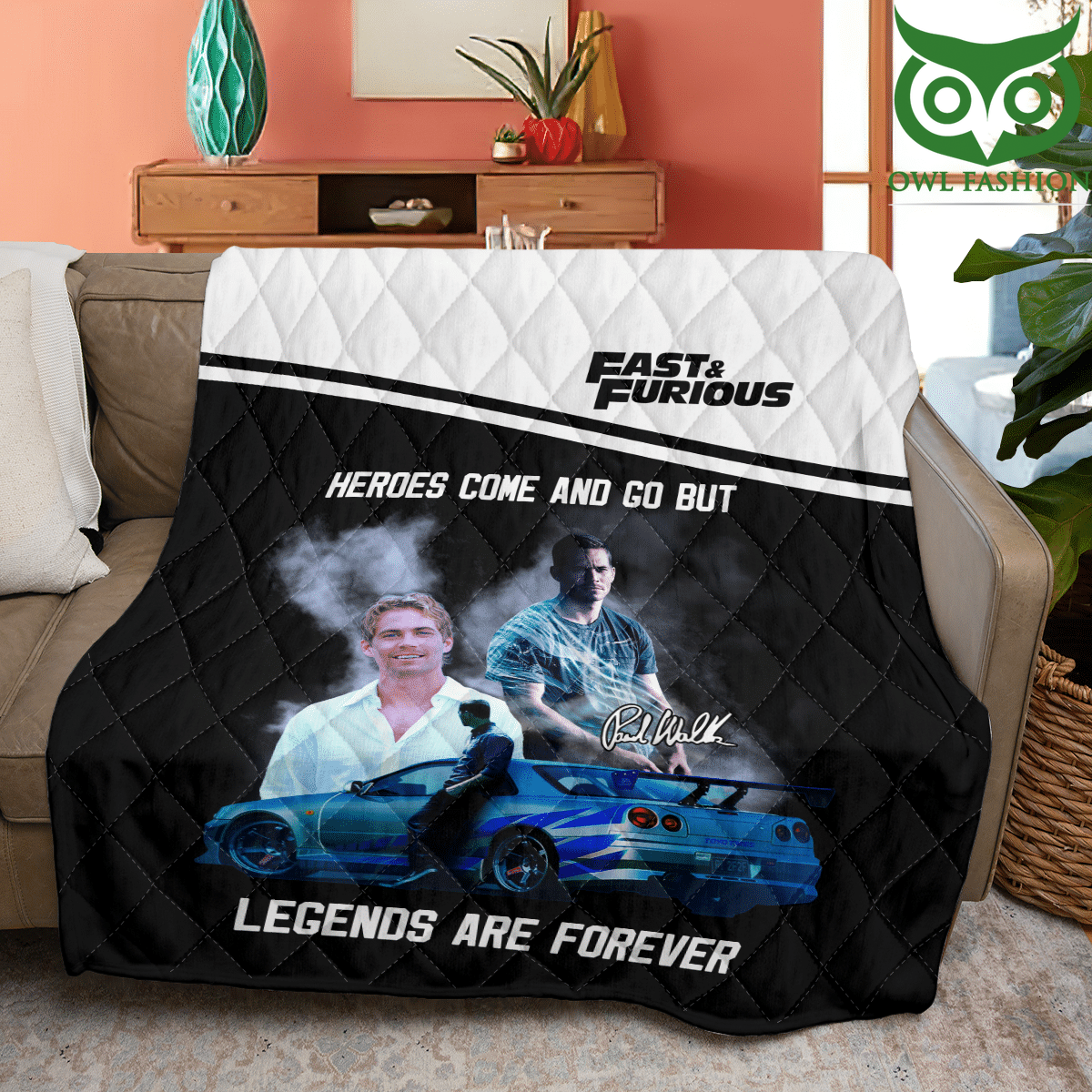 72 Paul Walker Fast and Furious 20 years black Quilt Blanket