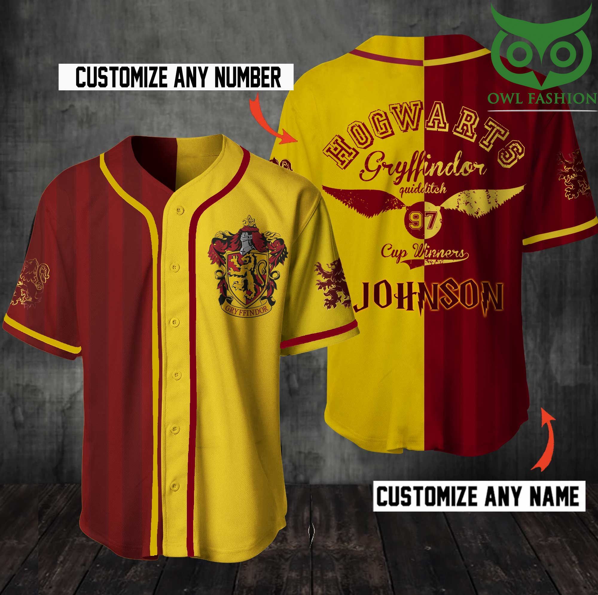 189 Personalized Harry Potter Hogwarts Gryffindor Baseball Jersey Shirt
