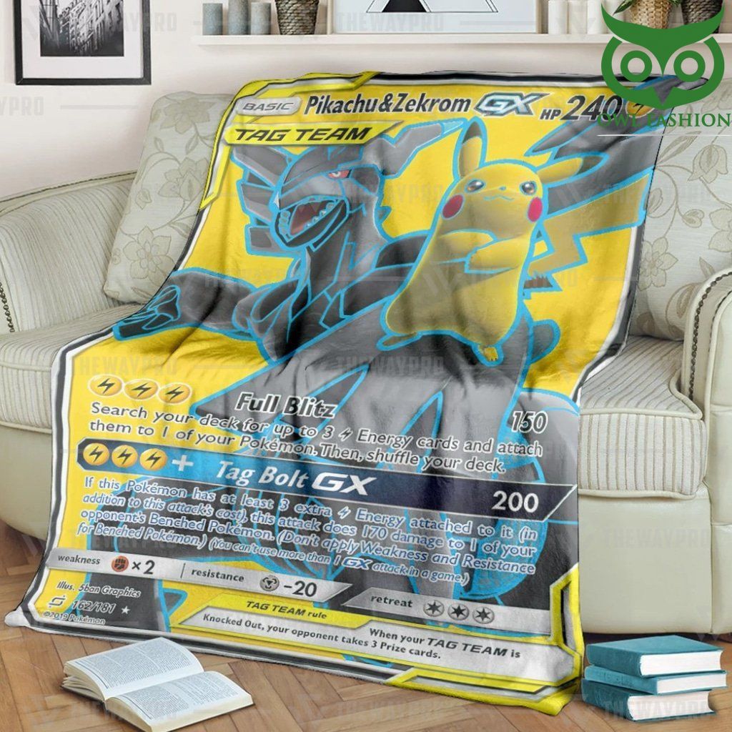 Anime Pokemon Pikachu & Zekrom-GX Fleece Blanket High Quality