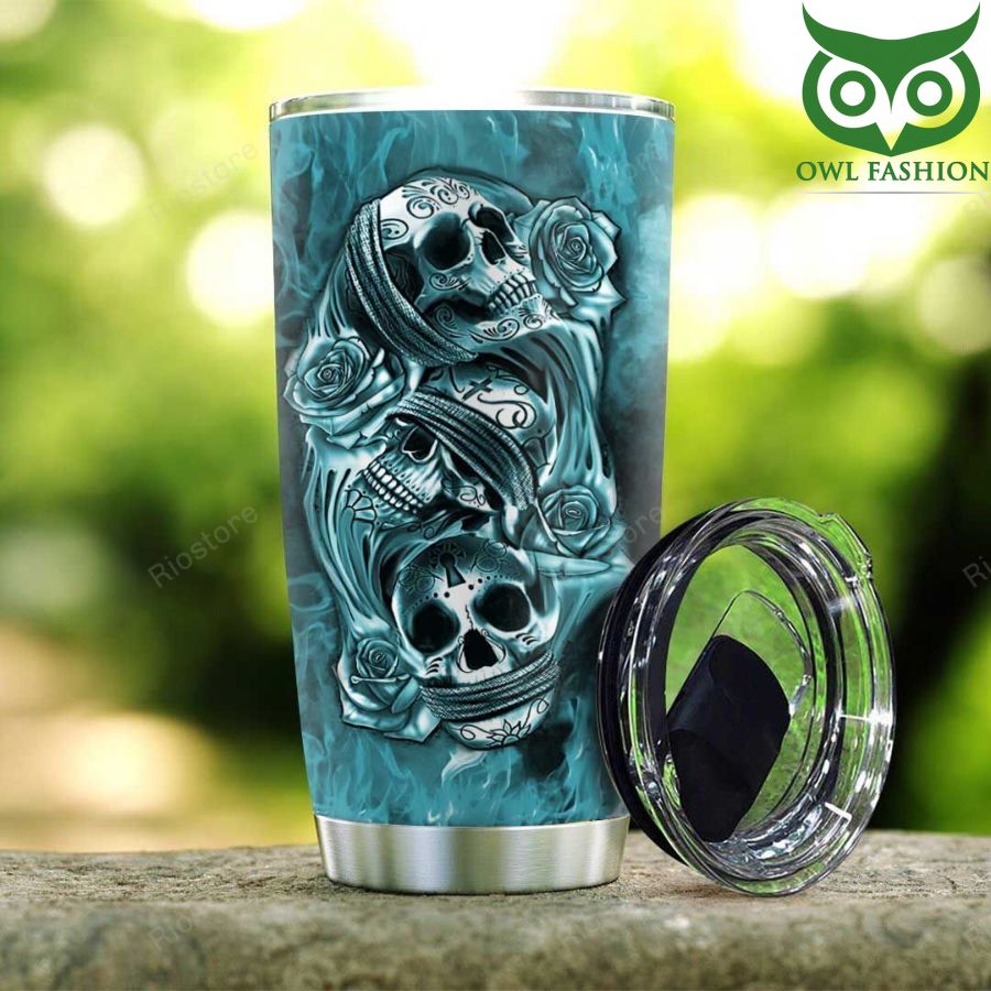59 3D Picture Blue Skull Personalized Stainless Steel Tumbler