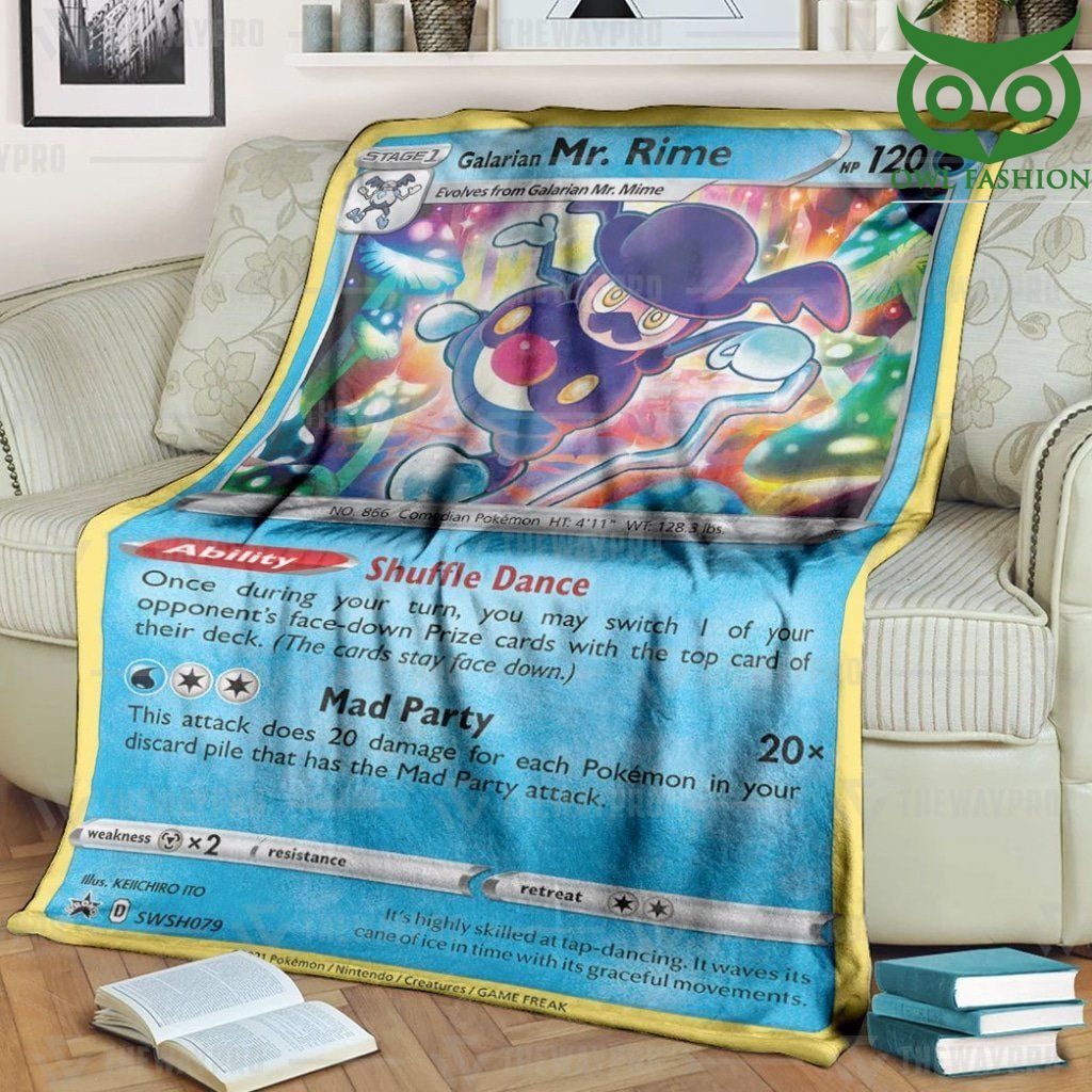 Anime Pokemon Galarian Mr. Rime Sword & Shield Promos Fleece Blanket High Quality