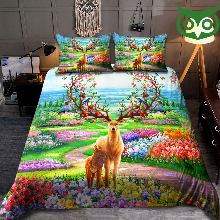 Deer in Flower Garden Bedding Set