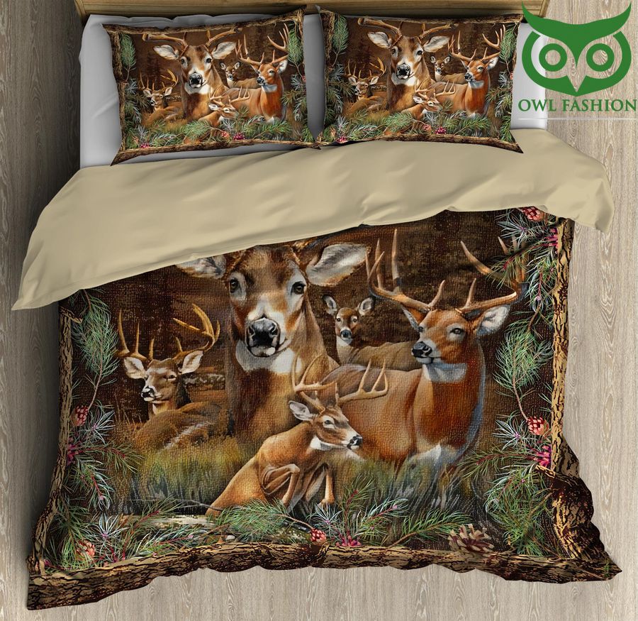 3 Herd of Hunting Deer in the Field Bedding Set