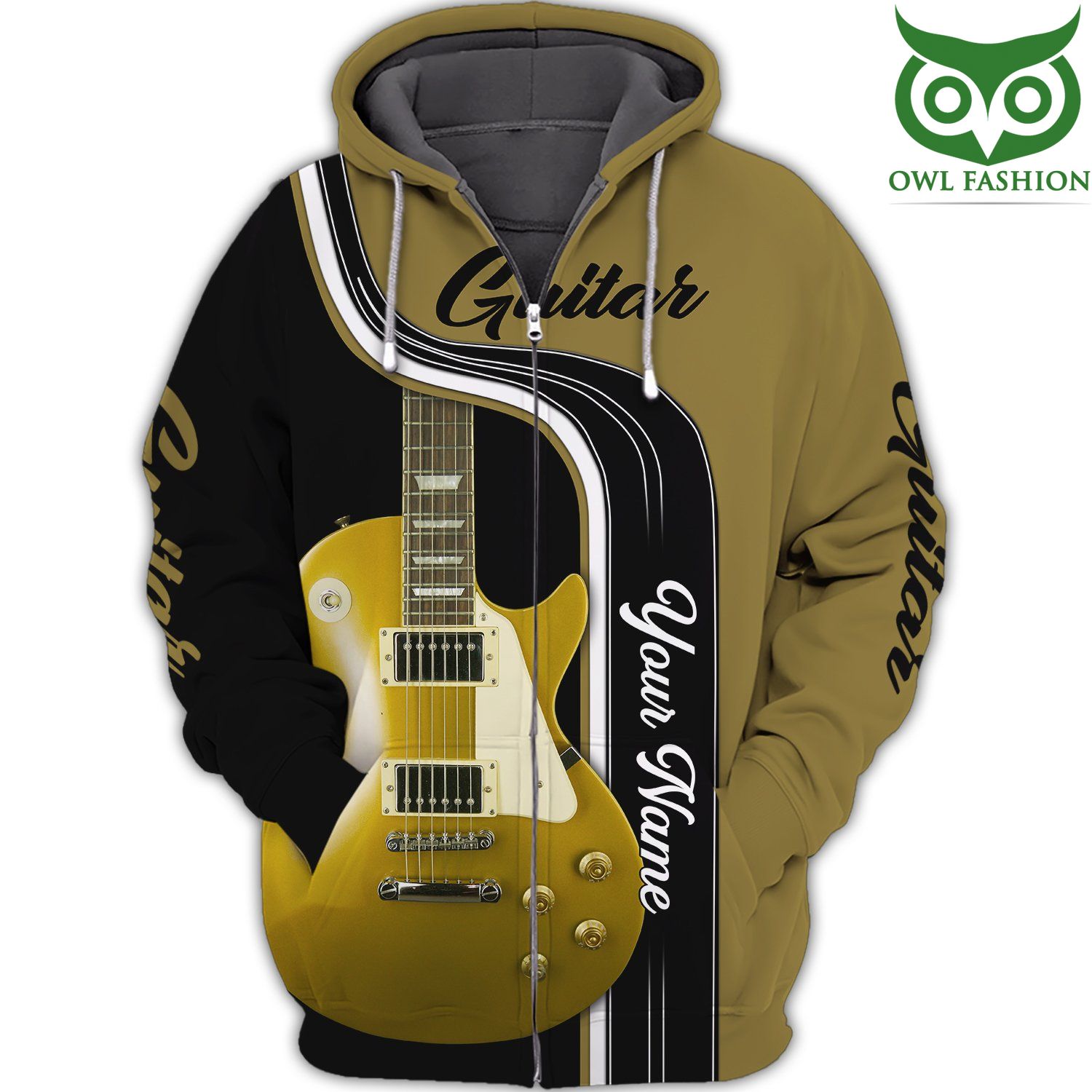 Golden Guitar custom name 3D Hoodie