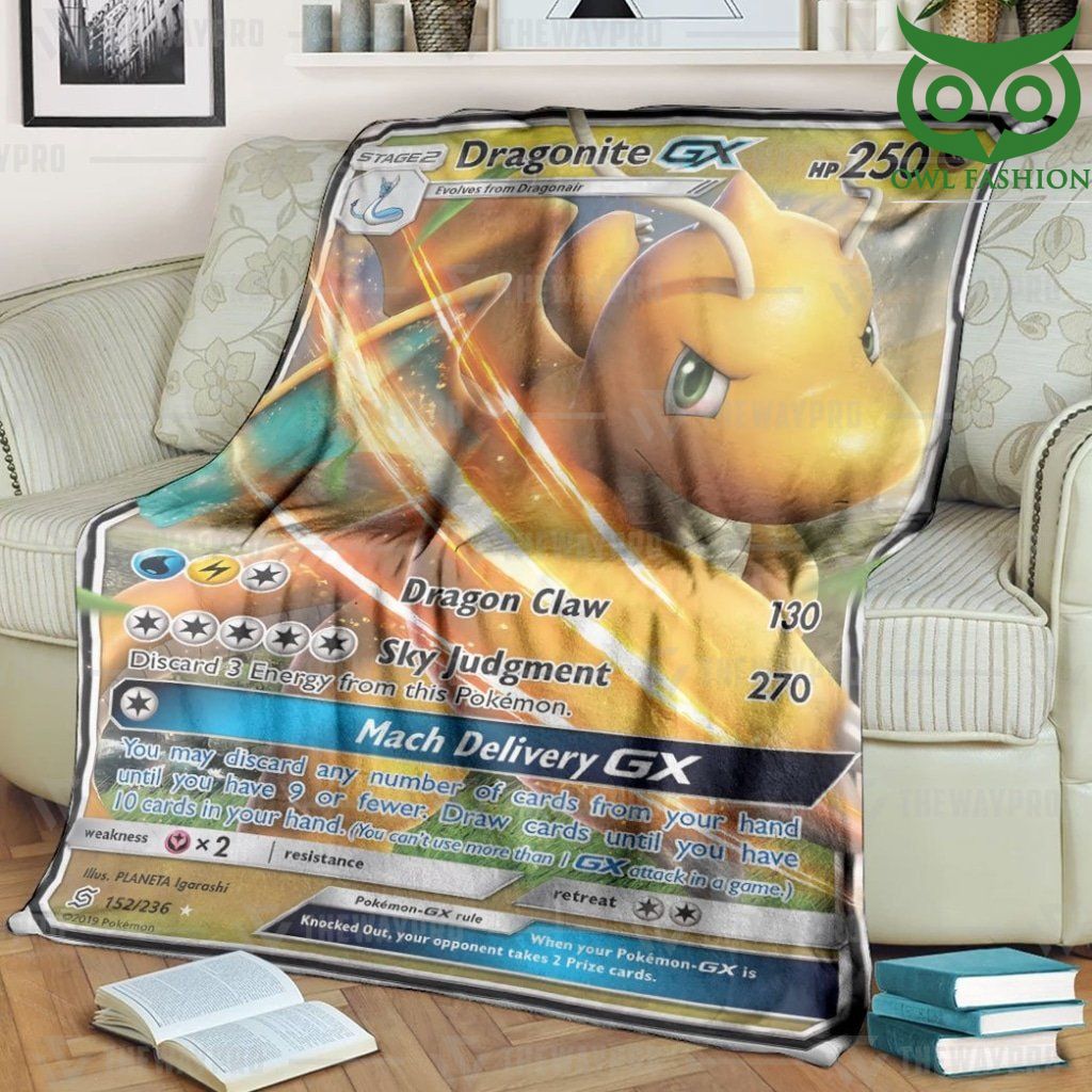 Anime Pokemon Dragonite GX Fleece Blanket High Quality