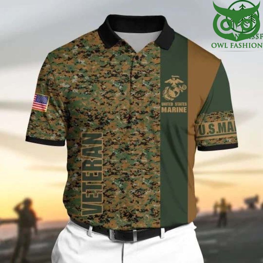 Premium US Marine 3D Polo All Over Printed