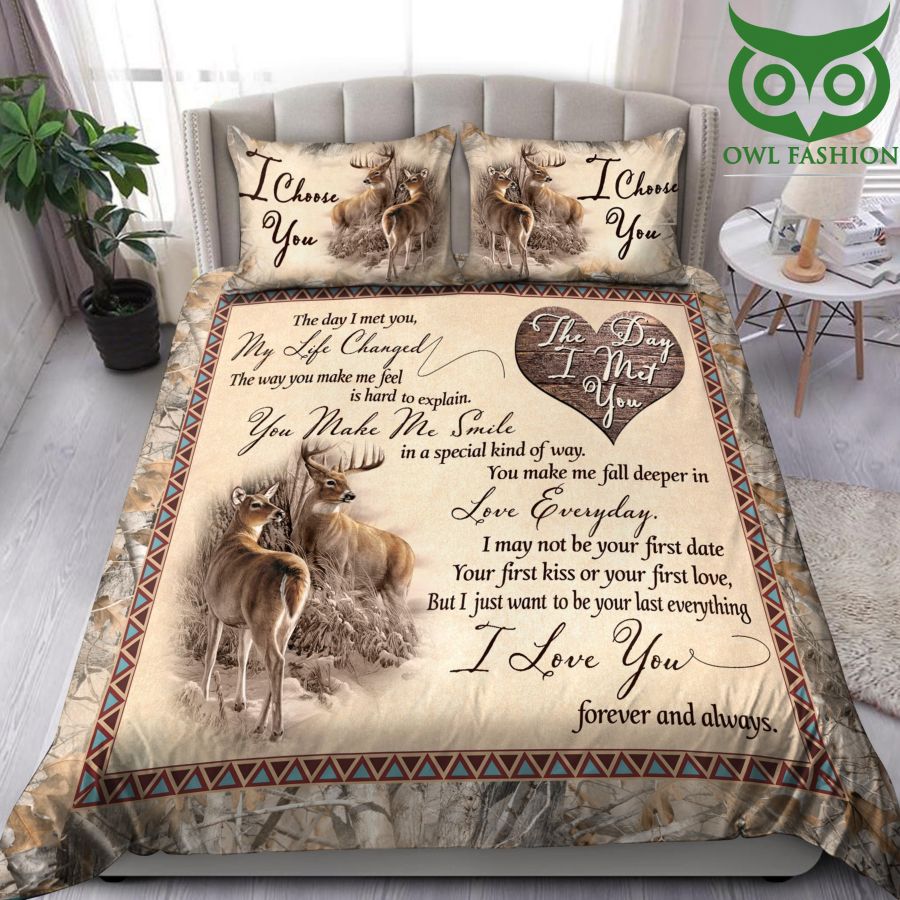 7 I Choose You Romantic Deer Couple Bedding Set