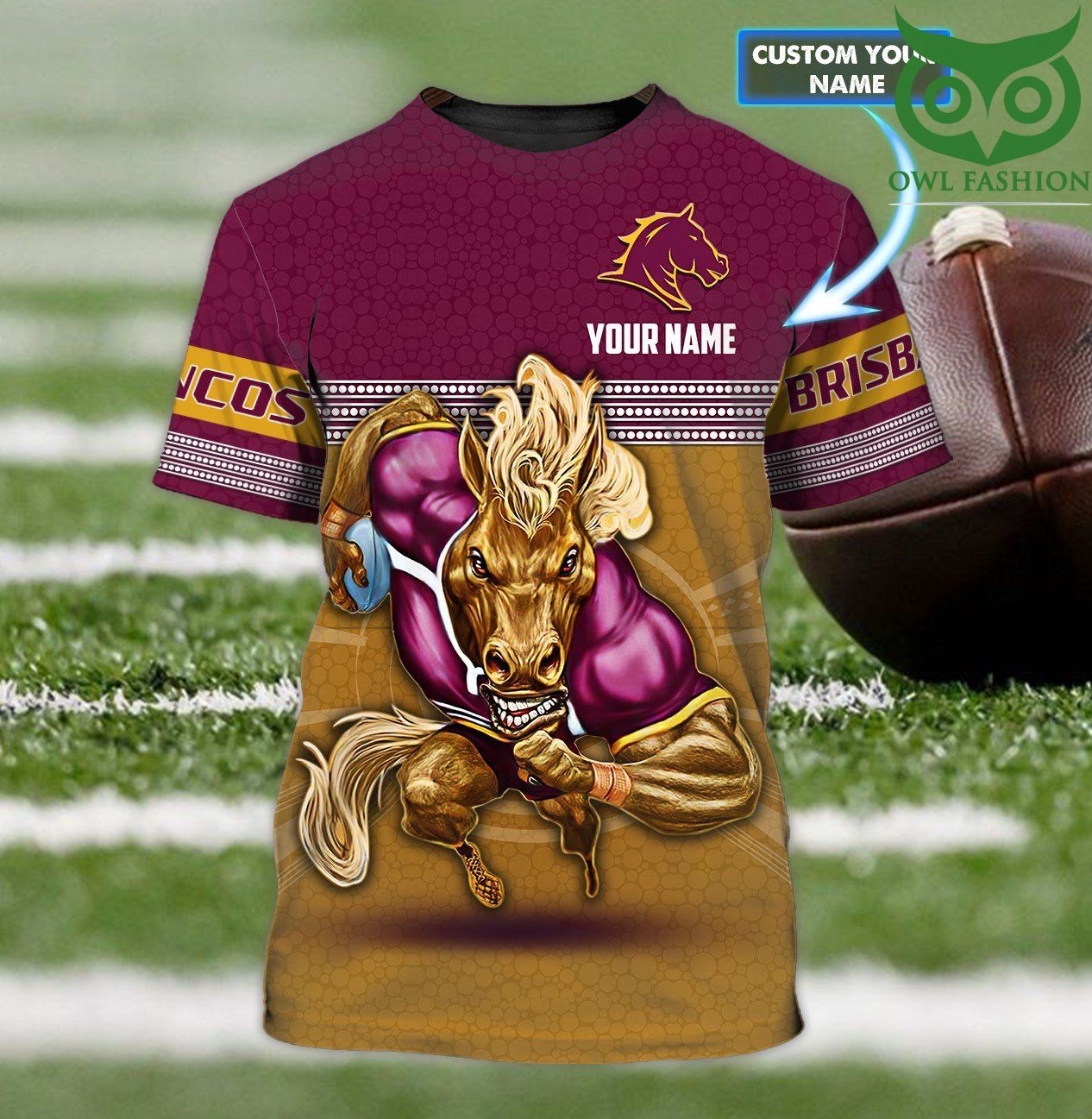 136 Personalized Name NRL Brisbane Broncos 3D T Shirt