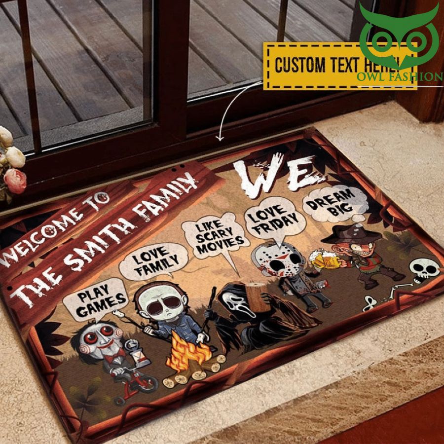 Personalized Halloween Camping Scary Horror Character Campsite Doormat
