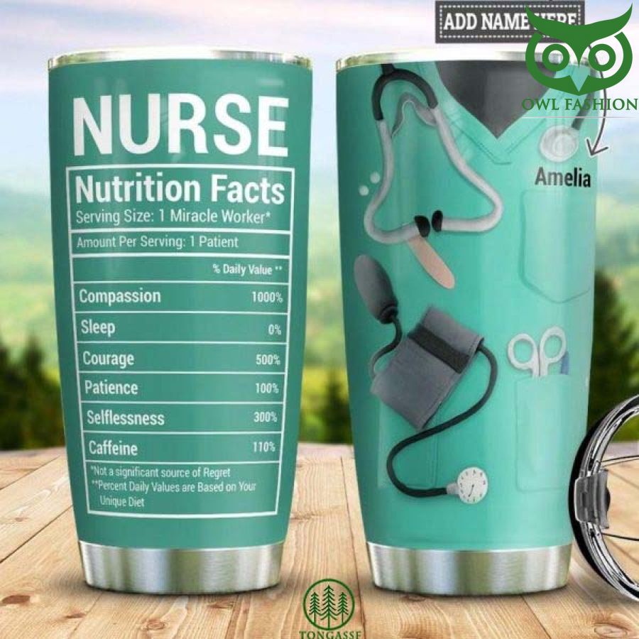 33 Personalized Nurse Nutrition Facts Stainless Steel Tumbler