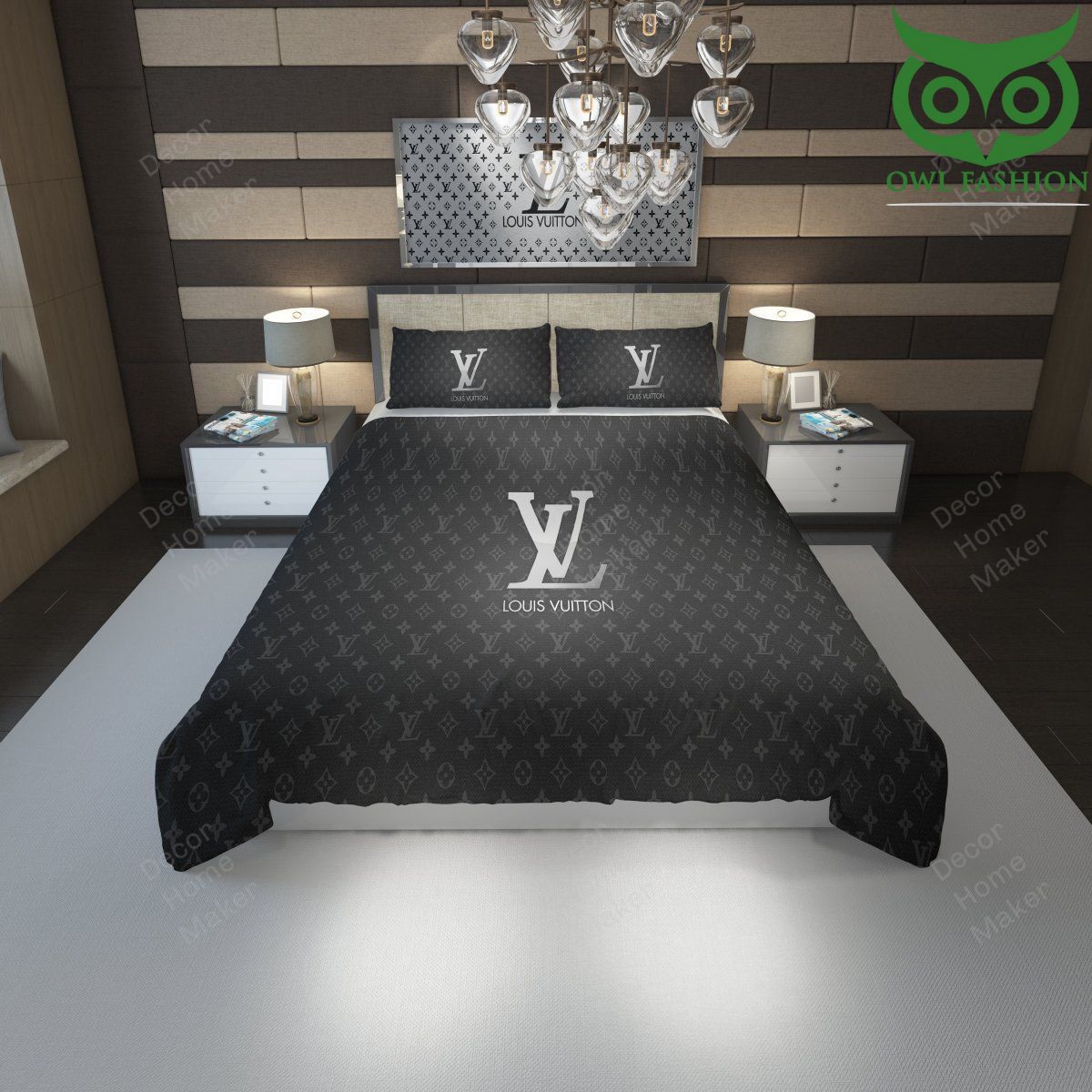 147 PREMIUM black Louis Vuitton bedding set