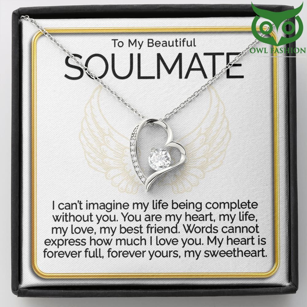 White Gold Heart Pendant Necklace Beautiful Soulmate Valentine Day gift