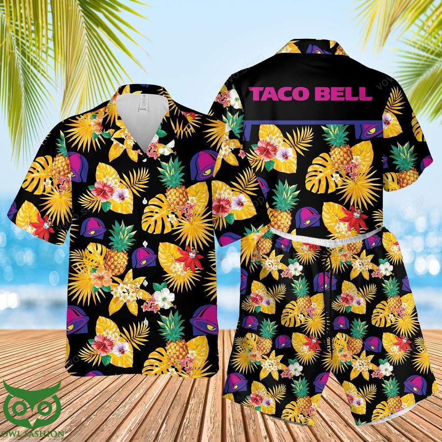 Taco Bell Yellow Pineapple Hawaiian Shirts and Summer Shorts