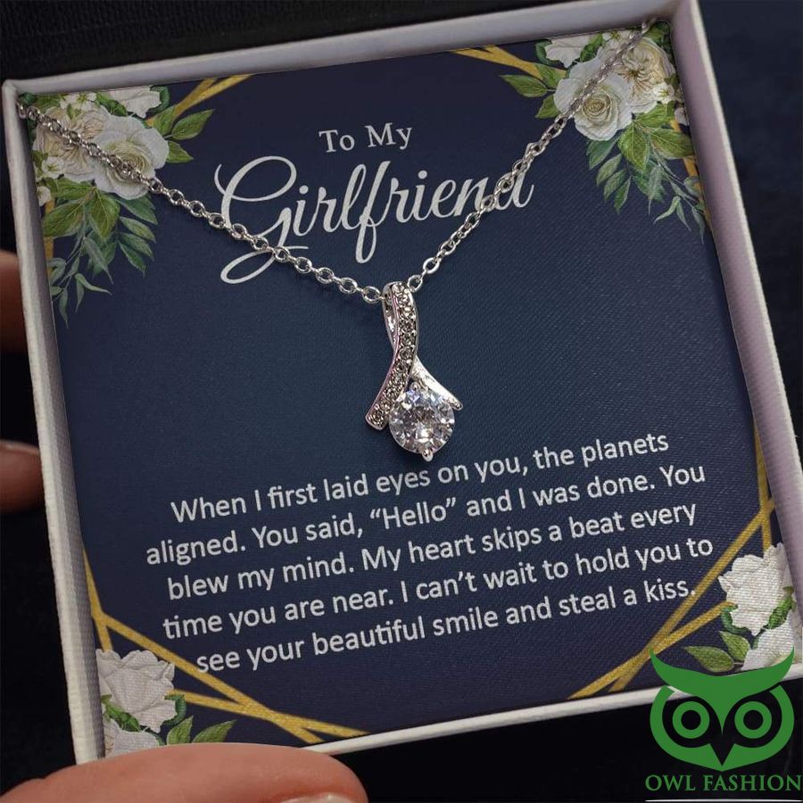 To My Girlfriend Twinkle Silver Crystal Center Pendant Necklace Valentine Gift