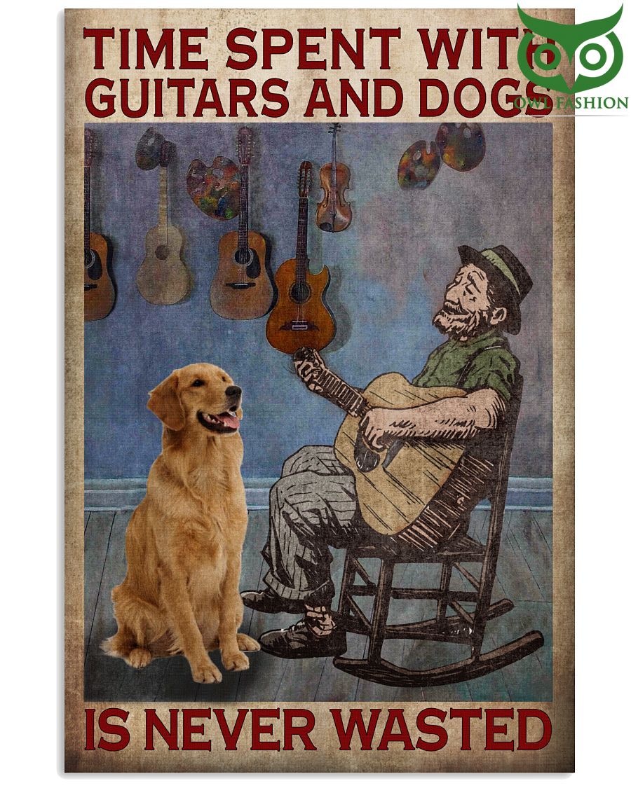 Time Spent With Guitars And Dogs Is Never Wasted Vintage Poster