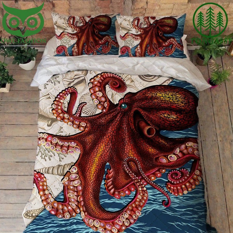 Beach Bedding Ocean Octopus Quilt Bedding Set