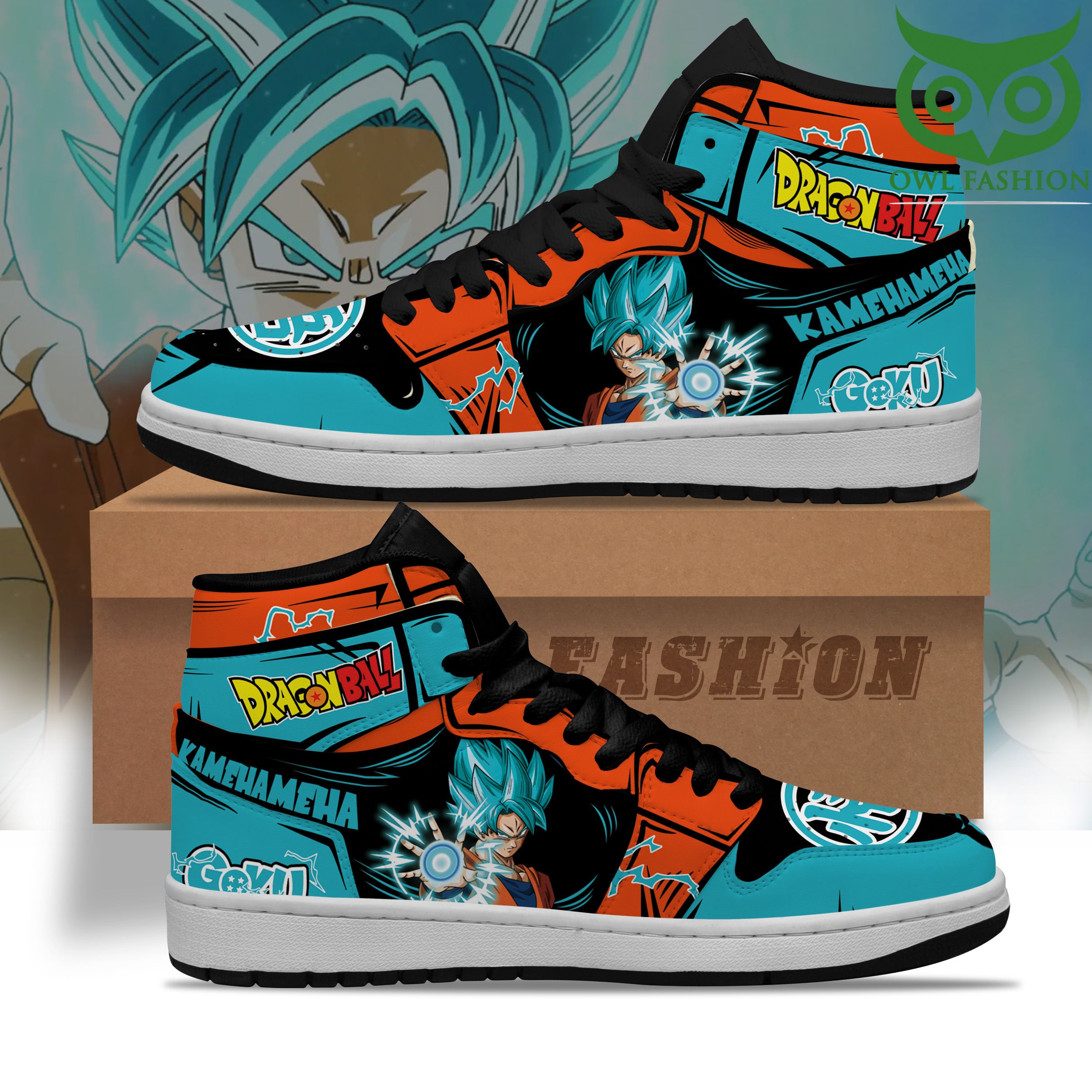 Goku kamehamela Blue Air Jordan High Top Shoes