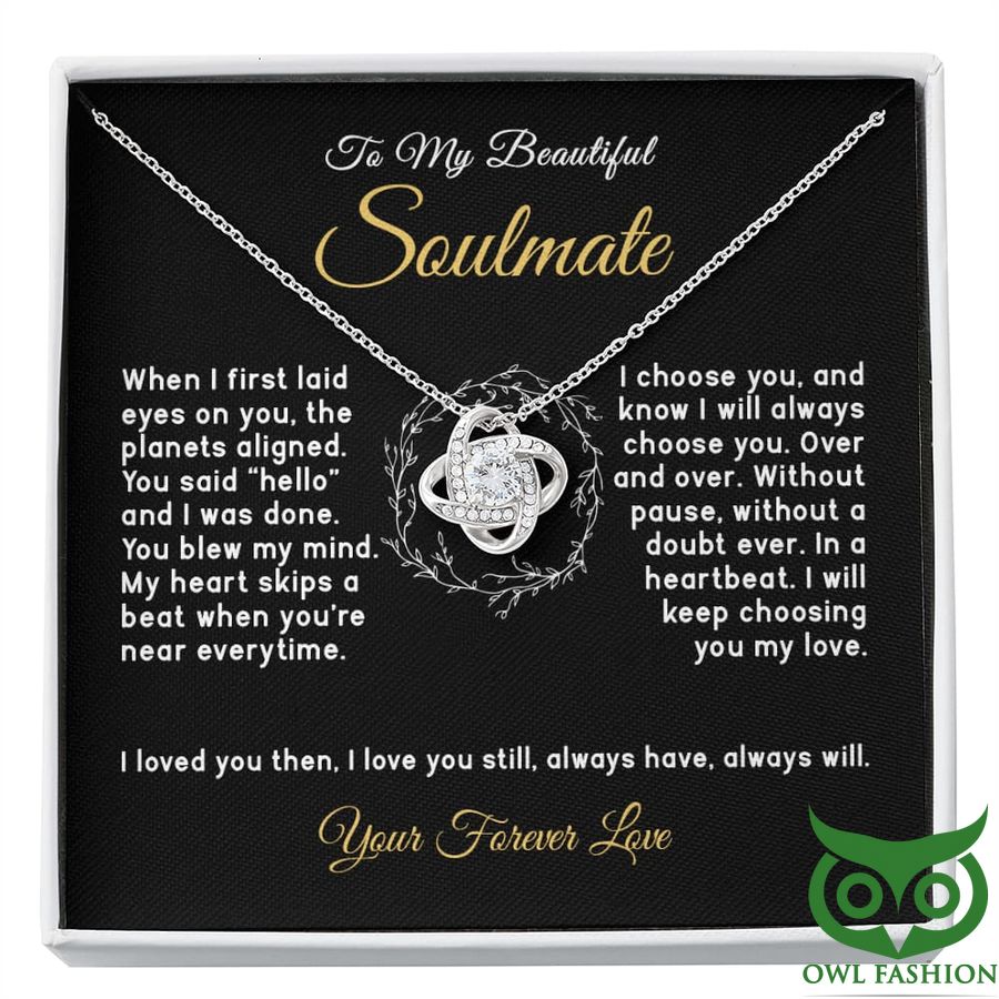 Beautiful Soulmate Circle Intertwined with Center Crystal Necklace Valentine Gift