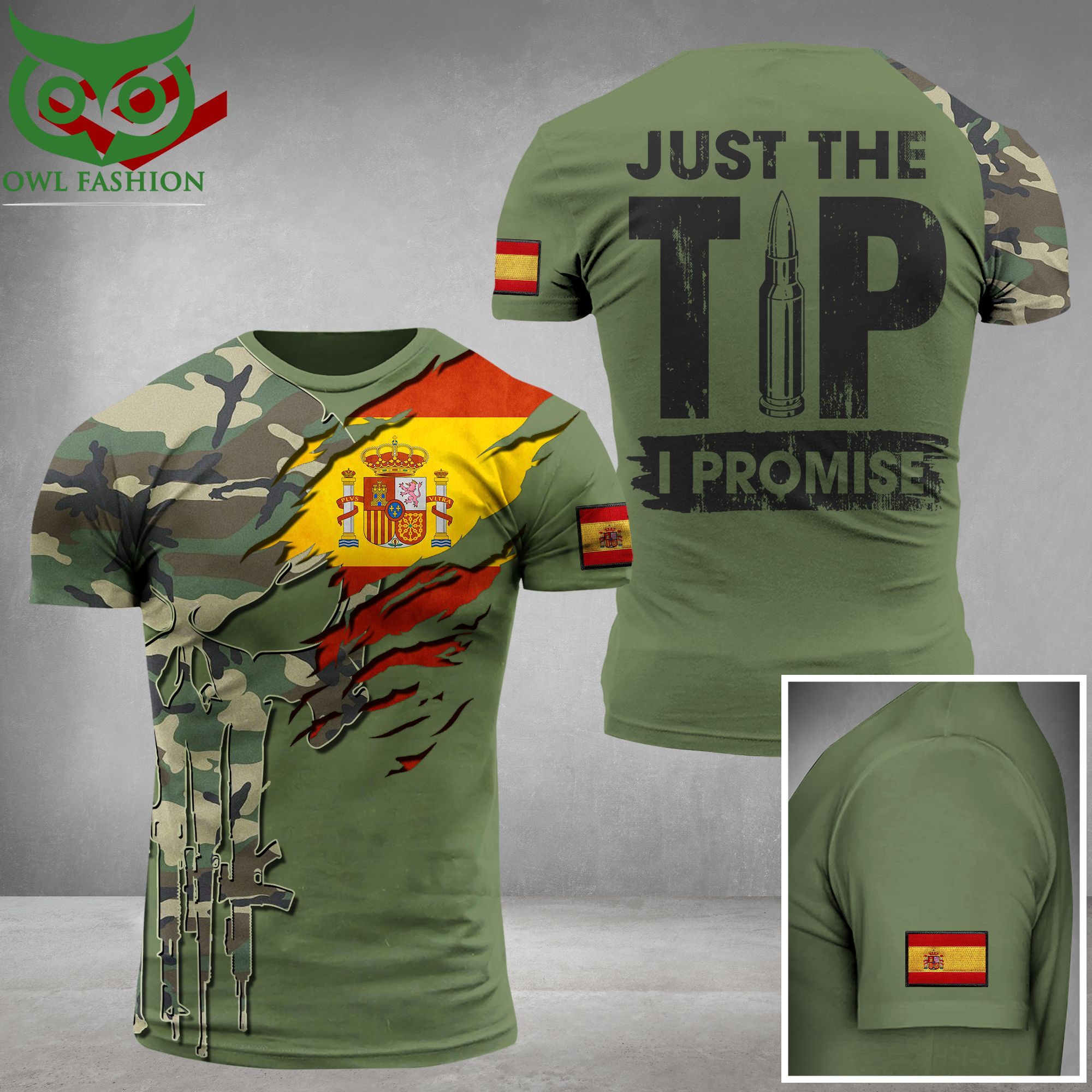 Spanish Veteran Army Just The TIP I Promise 3D shirt