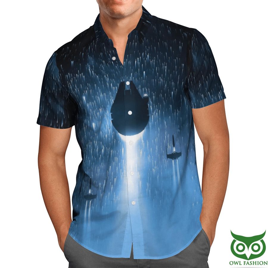 Star Wars Starship in dropping star rain Hawaii shirt