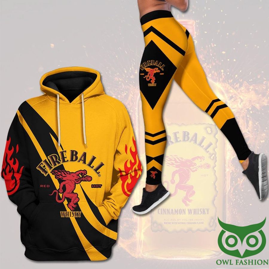 Fireball Red Hot Whisky Black Yellow Hoodie and Leggings