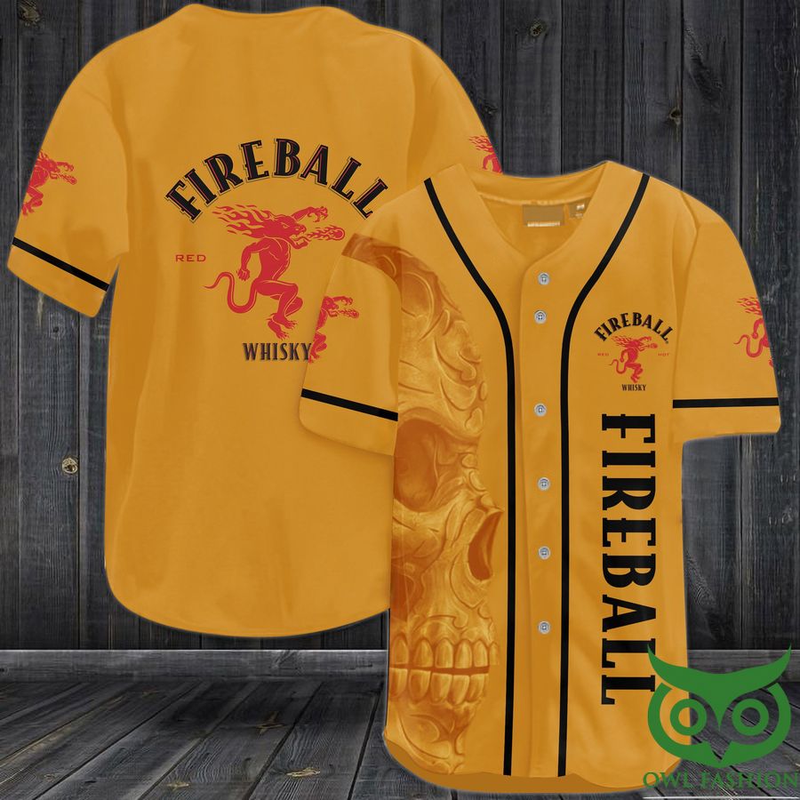 Fireball Whiskey skull Baseball Jersey Shirt