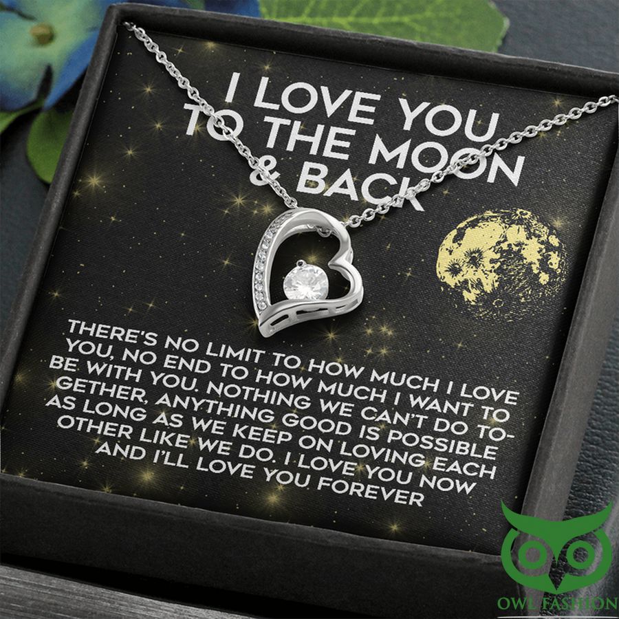 I love you To the moon and back Silver Necklace Valentine Gift
